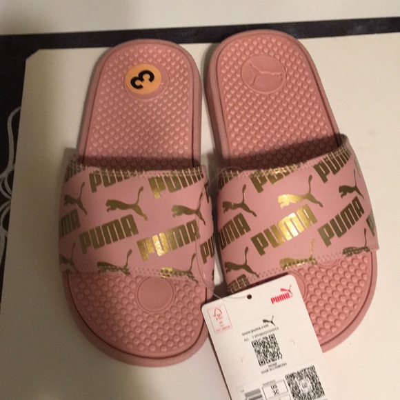 Puma Cool Cat Glimmer Slides Sandals Size 3C kids New - Picture 1 of 4
